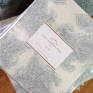 Pottery Barn Aiden Medallion Drapes Blue 84”